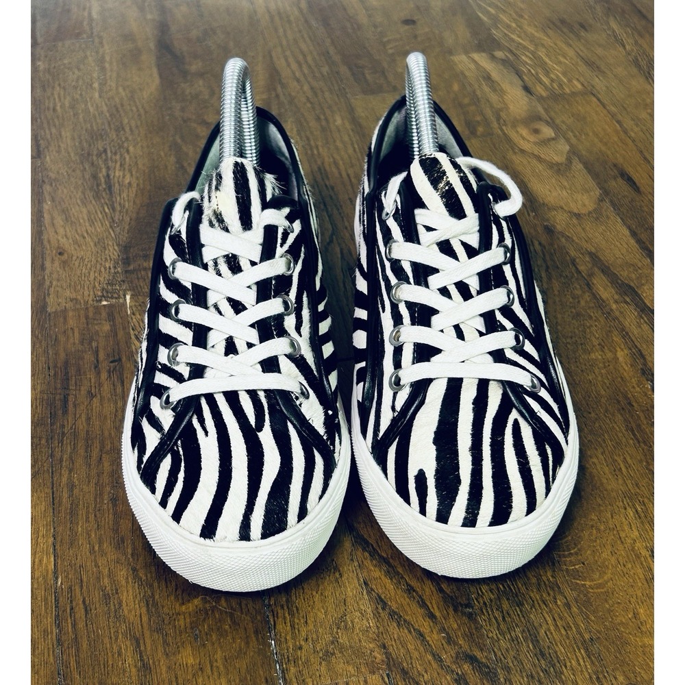 Woman Ann Taylor Clara Zebra Print Haircalf Lace Up Sneakers Zebra Print Size 7